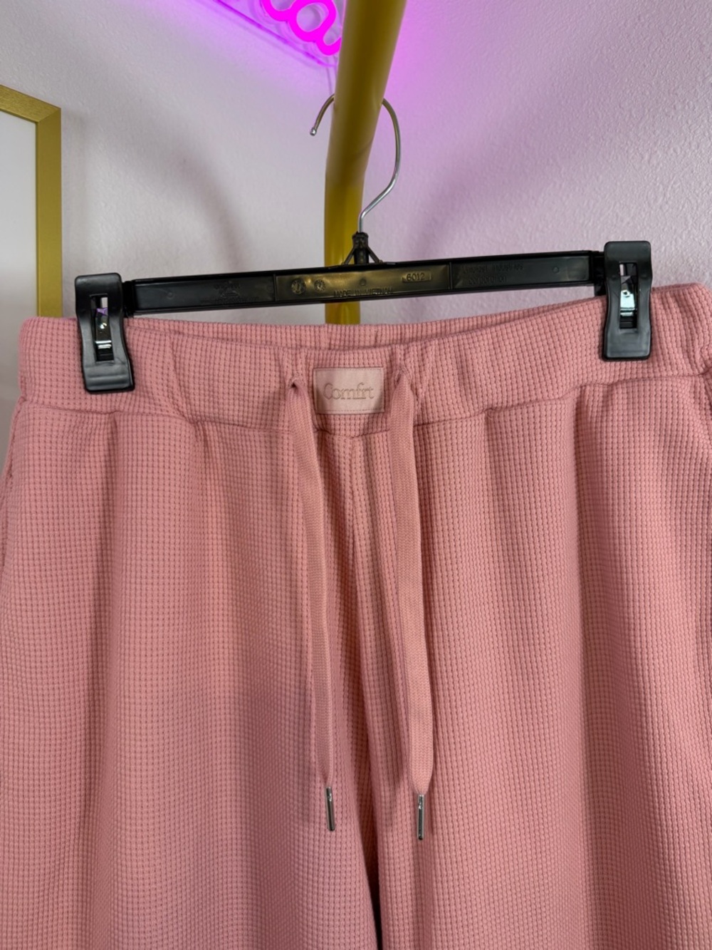 Comfrt Waffle Knit Lounge Set Pink NWT Women’s Large - Picture 7 of 9